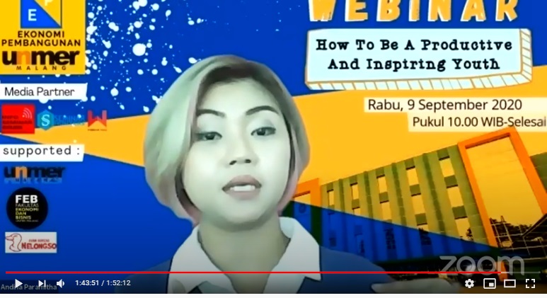 Membangun Sisi Inspiratif dan Produktivitas Mahasiswa Dalam Webinar Ekonomi Pembangunan